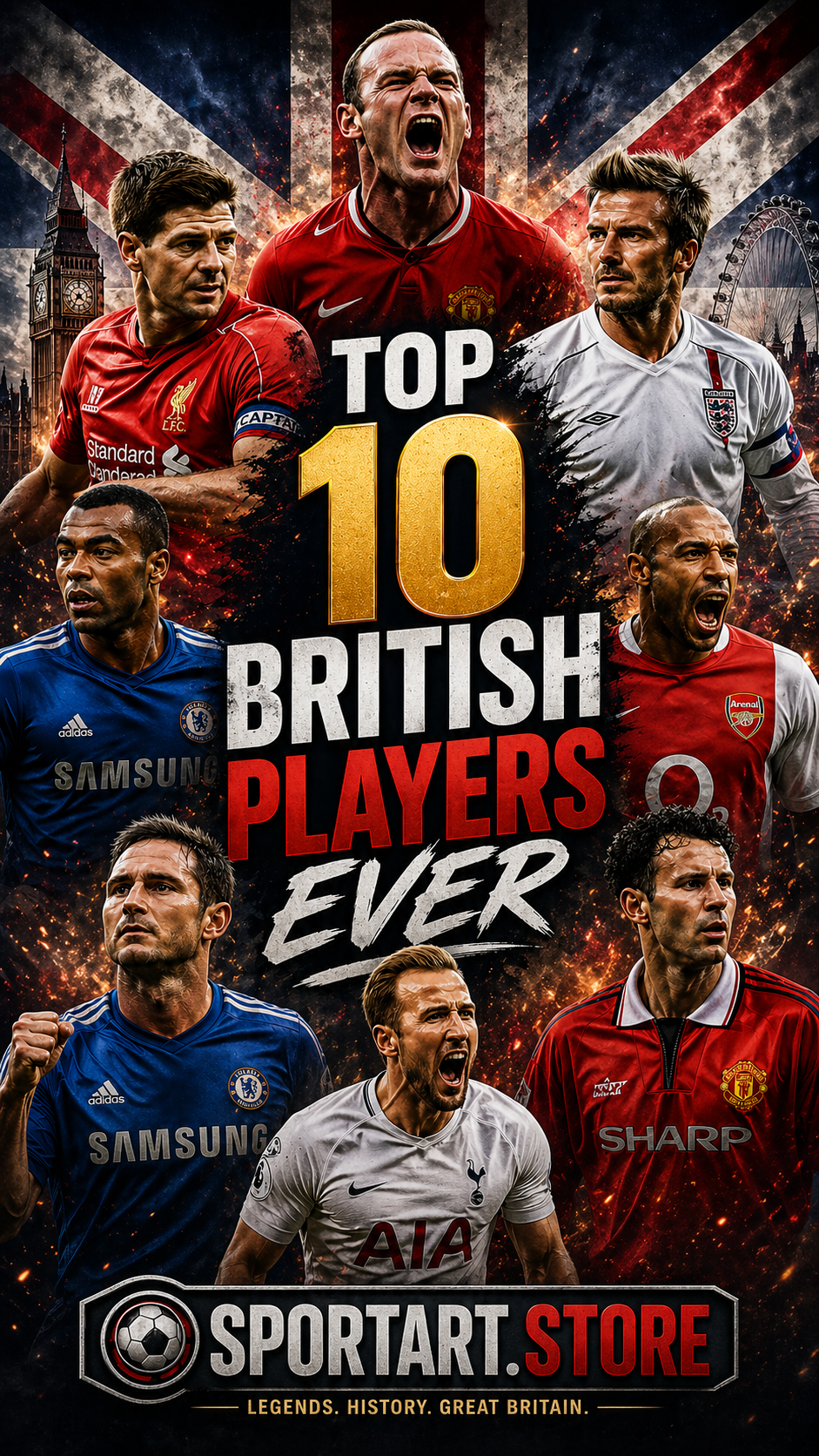 Top 10 British Players EVER In 2026 Sportart.store